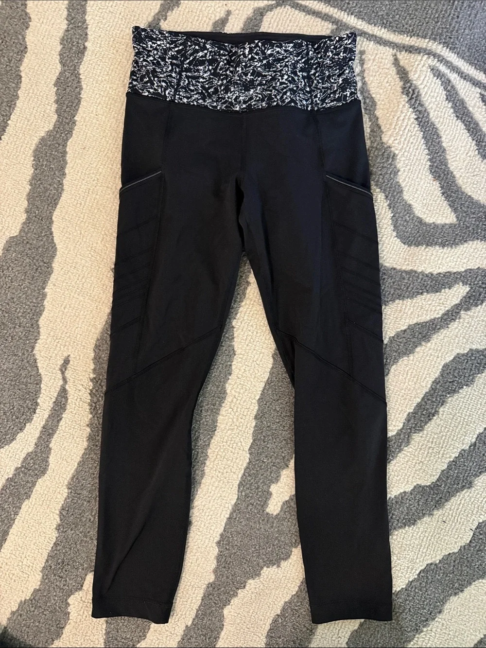 lululemon athletica Black Leggings with Marbled Waistband